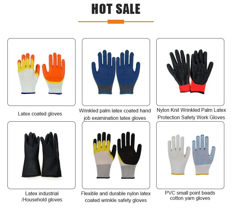 13 Gauge Nylon Polyester Latex Coated Crinkled Palm Work Gloves