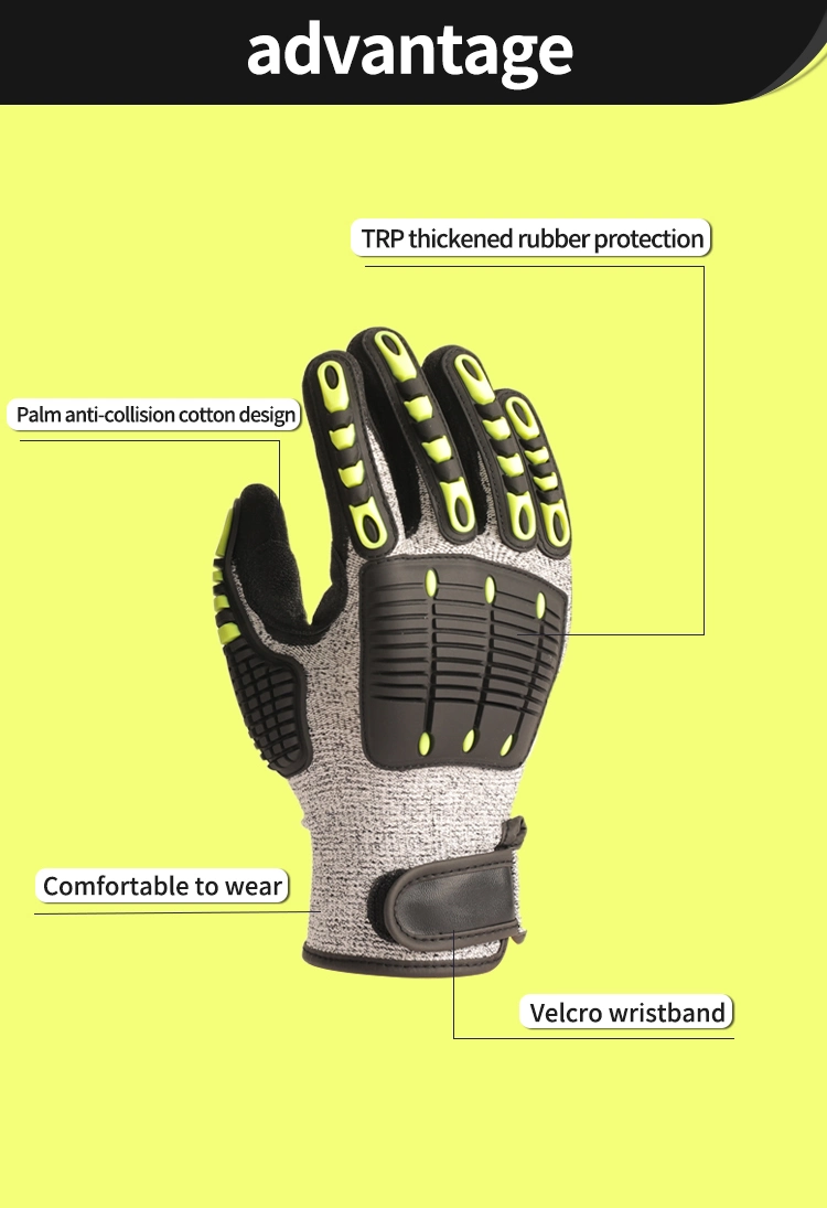 Factoryshop 10%Discount A5 Hppe Cut Resistant Impact Protection TPR Work Safety Anti Slip / Vibration Nitrile Sandy Palm Coated Touchscreen Gloves