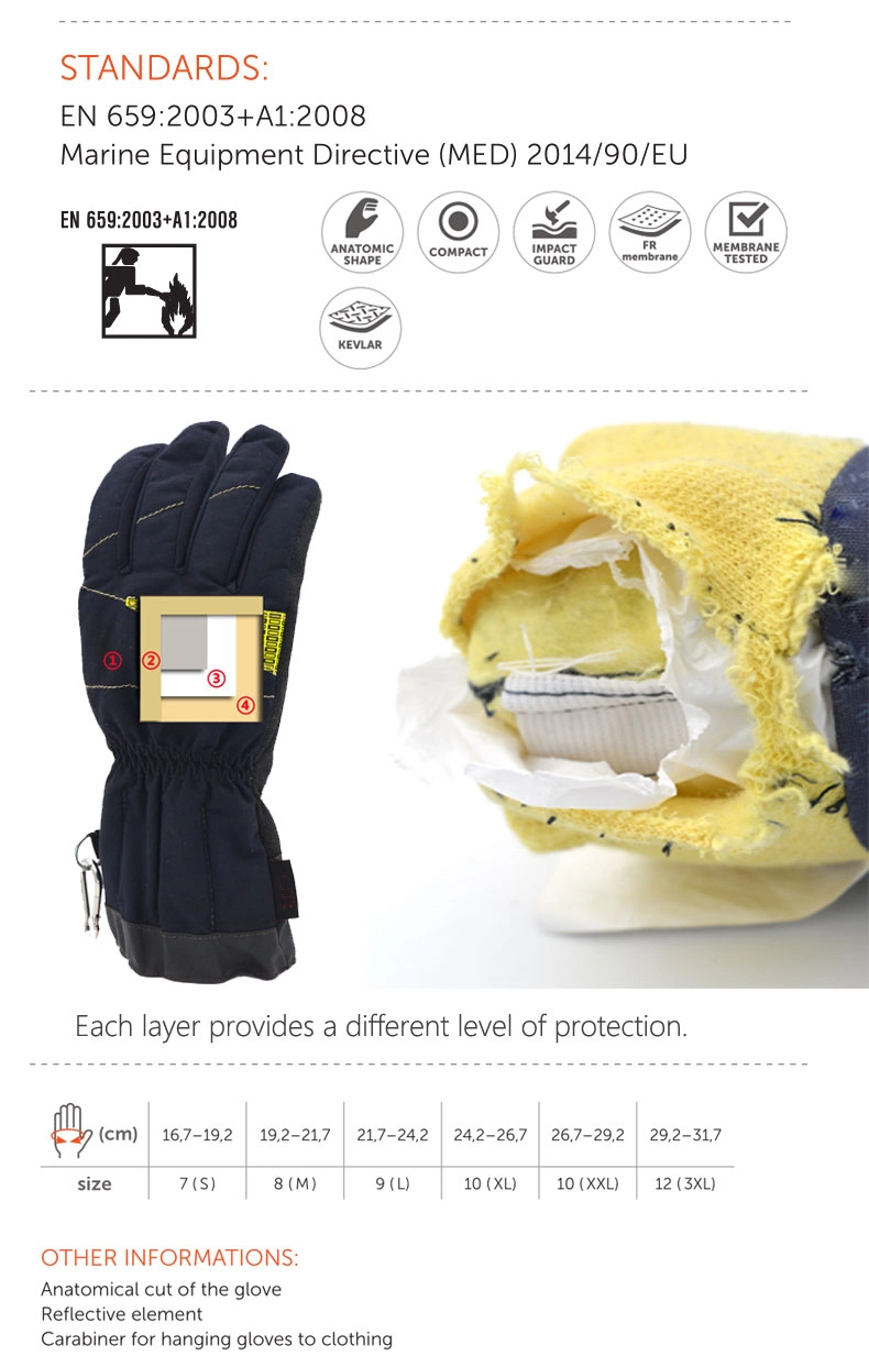 Firefighter′s Rescue Gloves Made of Aramid Non-Woven Fabric Fireproof Waterproof Flame Retardant and Cut-Proof