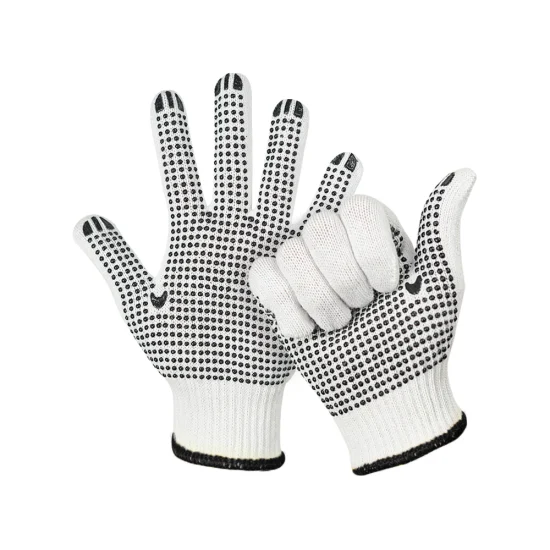Китай оптовые защитные/рабочие/рабочие перчатки промышленные/строительные/рабочие перчатки из ПВХ в горошек/точечные хлопчатобумажные вязаные перчатки