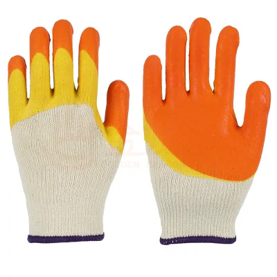 Хлопчатобумажные перчатки заводского изготовления, гладкое латексное резиновое покрытие на ладонях, грубый захват, защитные рабочие перчатки.